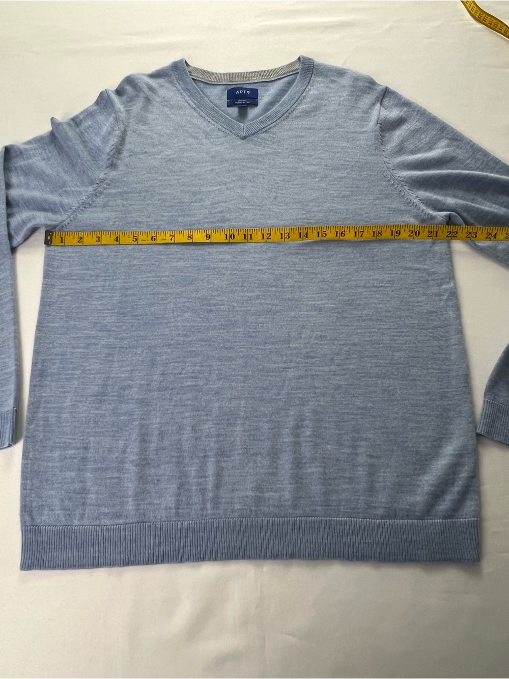 Apt 9 Light Blue Merino Wool Blend V-neck Slim Fit Summer Fall Vacation Sweater - Picture 5 of 9